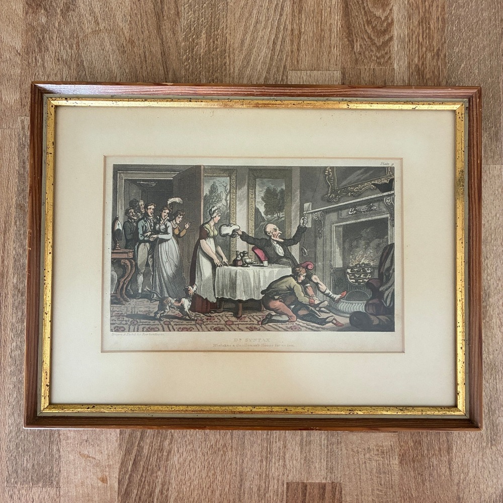 Vtg 1979 Dr Syntax Mistakes a Gentlemans House Framed Art 9x11.5 Rowlandson